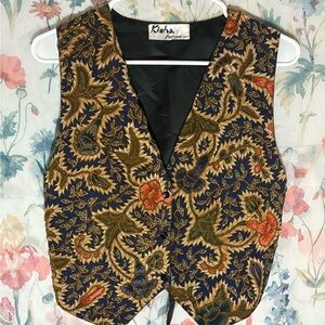 Vintage Kisha Fashion Floral BeadedTapestry Vest